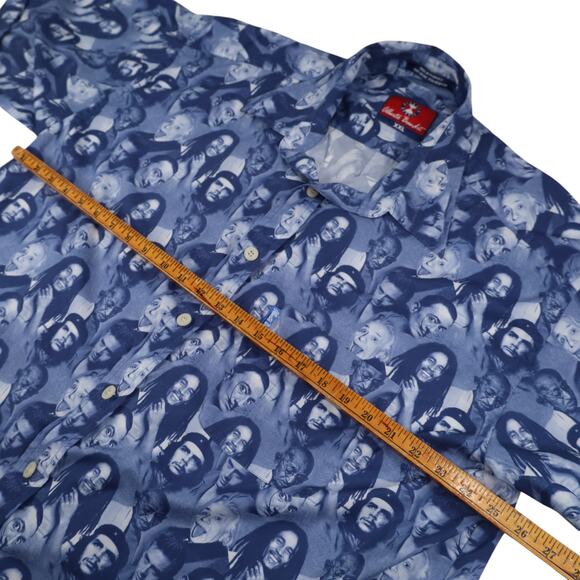 Vintage Y2k Alberto Bandit Allover Icon Print Button Down Shirt - Picture 7 of 8